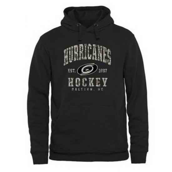 Men Carolina Hurricanes Camo Stack Pullover Hoodie Black